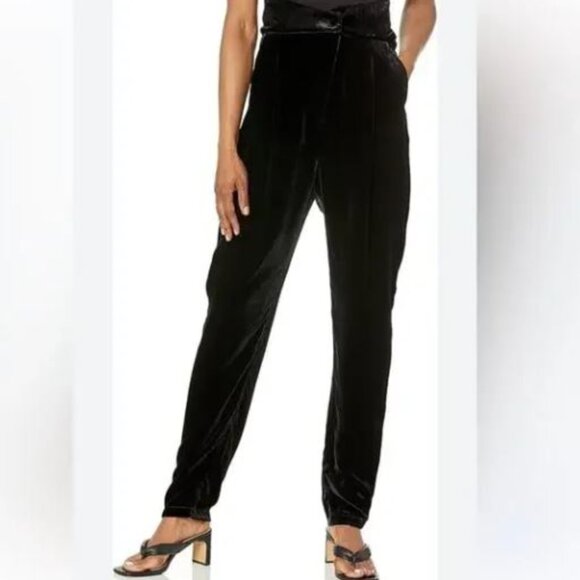 Joie | NWT Farah High Waist Velvet Dress Pants Trousers Silk Blend Black Size 4 - Picture 4 of 4